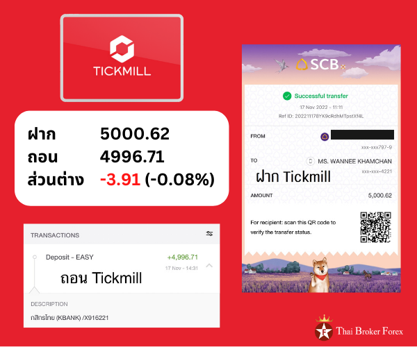 Tickmill ฝากถอน